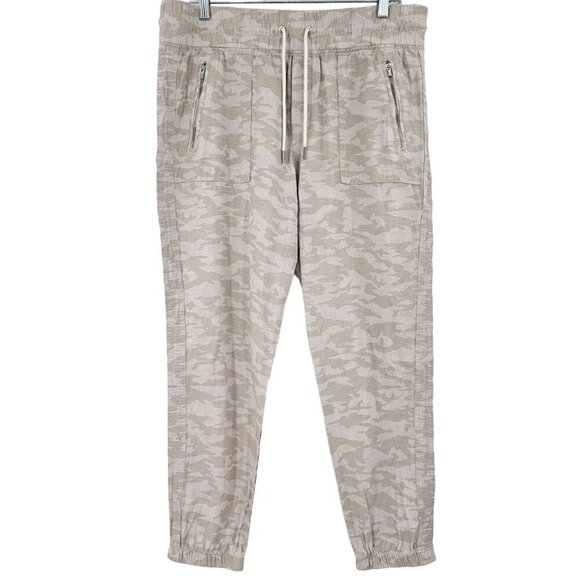 Athleta Pants - Athleta Cabo Tide Linen Jogger Camo Pants Beige Women's Size 12 Athleisure